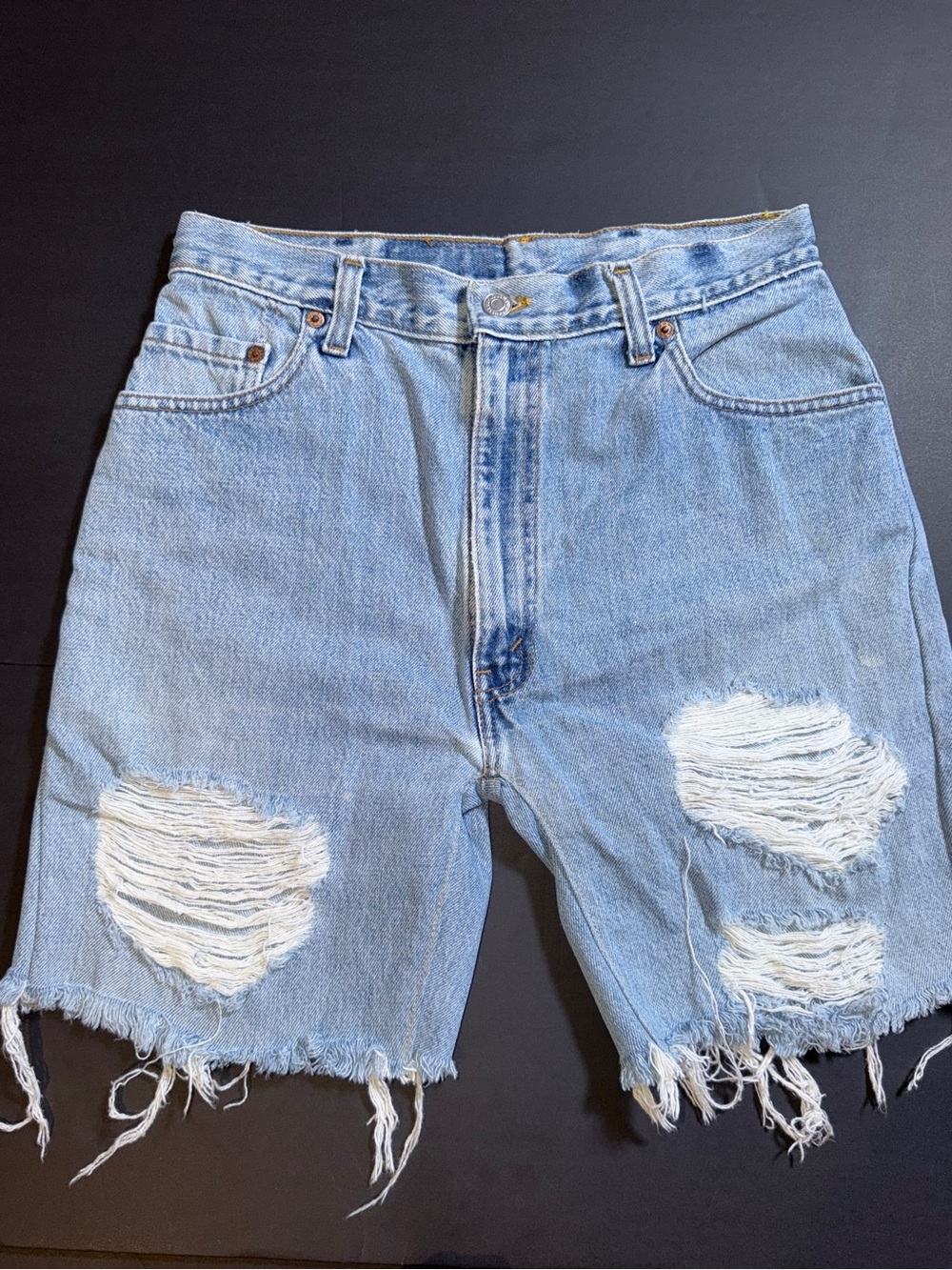Levi Light Wash Distressed Denim Cutoff Shorts